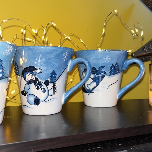 Set of 4 Hidden Valley Hand Painted Cambridge Potteries collection snowmen mugs - Picture 4 of 12